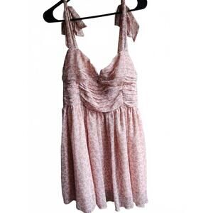 NWT Altar'd State Pink Floral Mini Dress with Tie-Strap Shoulders